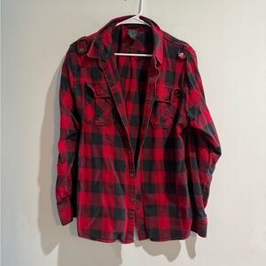 Red & Black Buffalo Plaid Flannel Shirt Size 2XL Long Sleeve